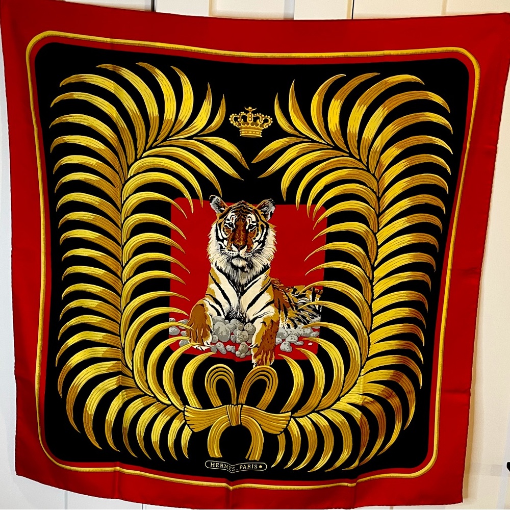 Hermes Silk Scarf with Tiger